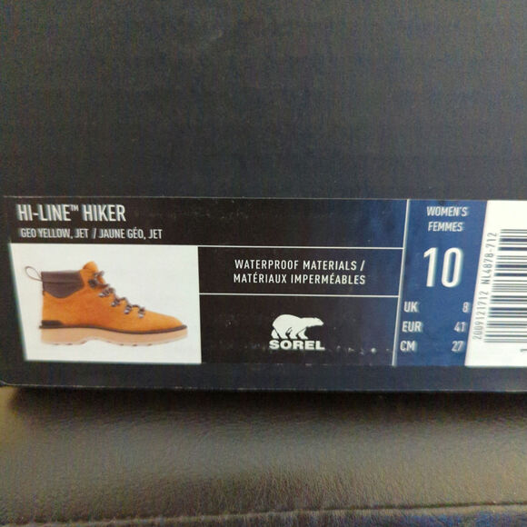 Sorel Hi-Line Hiker Lightweight Waterproof Geo Yellow Outdoor Hiking Boots NWT - Picture 8 of 8